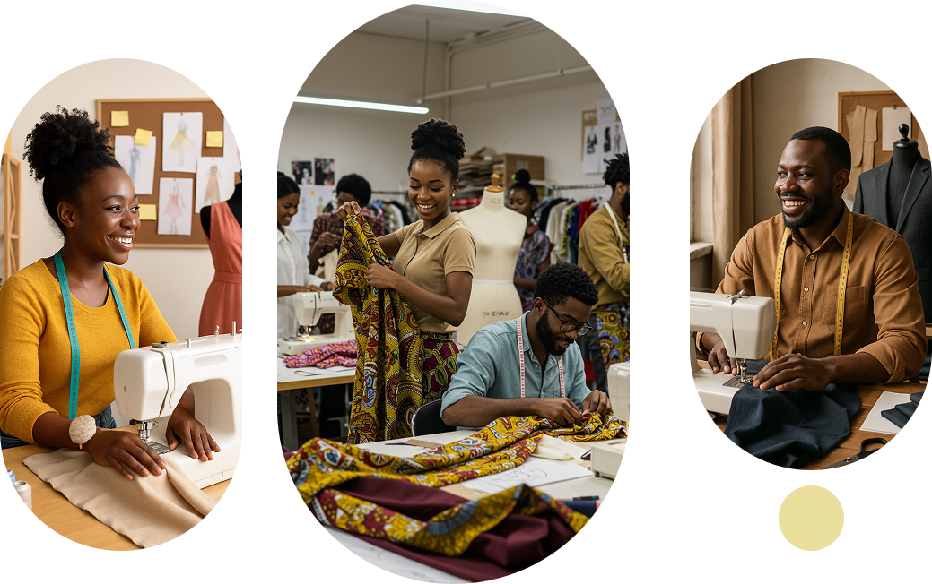 Tailors collaborating on fashion